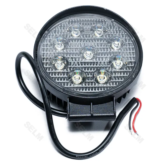 Фара LED кругла 27W. 9 ламп (110*110 мм) вузький промінь - AGROLUMEN