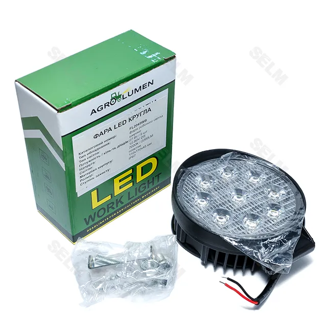 Фара LED кругла 27W. 9 ламп (110*110 мм) широкий промінь - AGROLUMEN