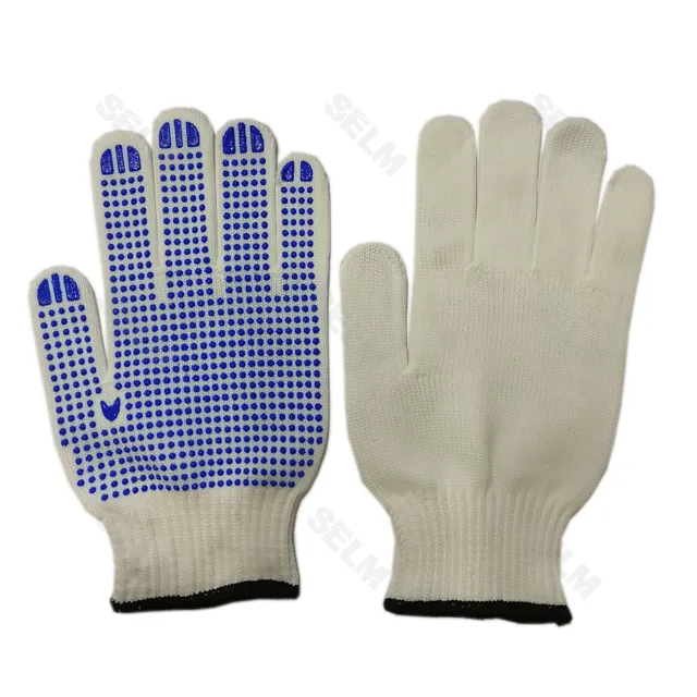 Рукавиці білі, з блакитними пвх точками 1 сторона