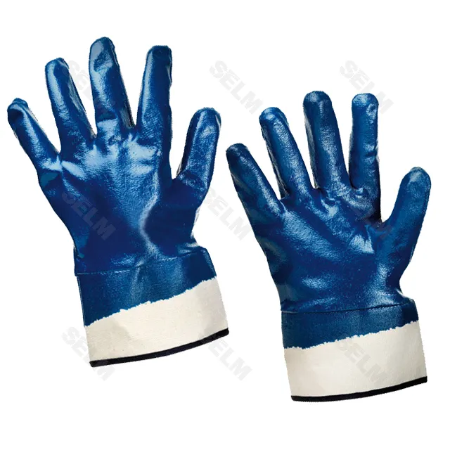 Рукавиці повністю прогумовані сині, звичайна манжета