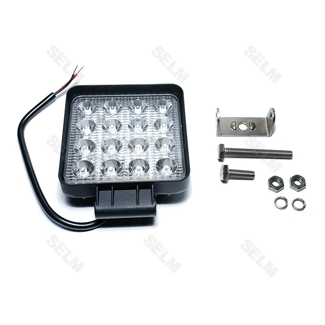 Фара LED прямокутна 48W, 16 ламп (110*128 мм) вузьке світло СТАНДАРТ <ДК>