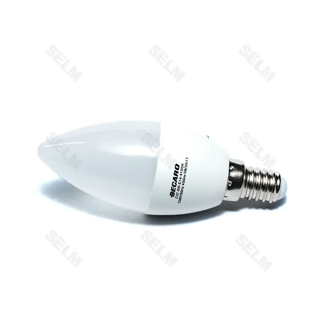 Світлодіодна лампа C37, 5W,4100k, 400lm, E14,220V <DECARO> (свічка малий)